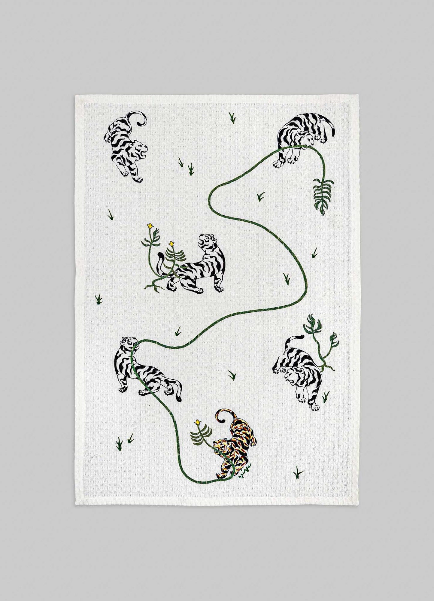 Lounging Tiger Hand Towels - Set of 2