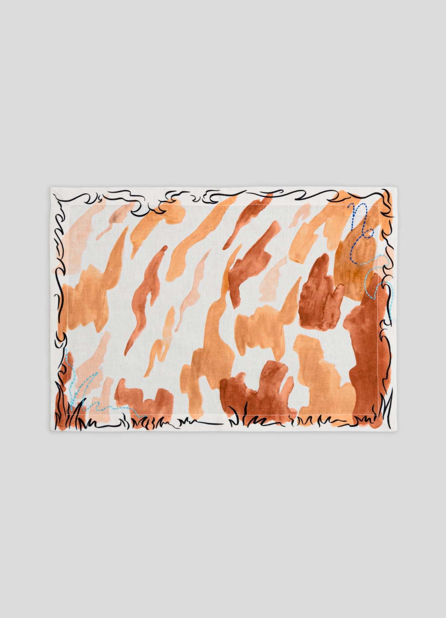 Capricorn Printed & Hand Embroidered Orange Placemat