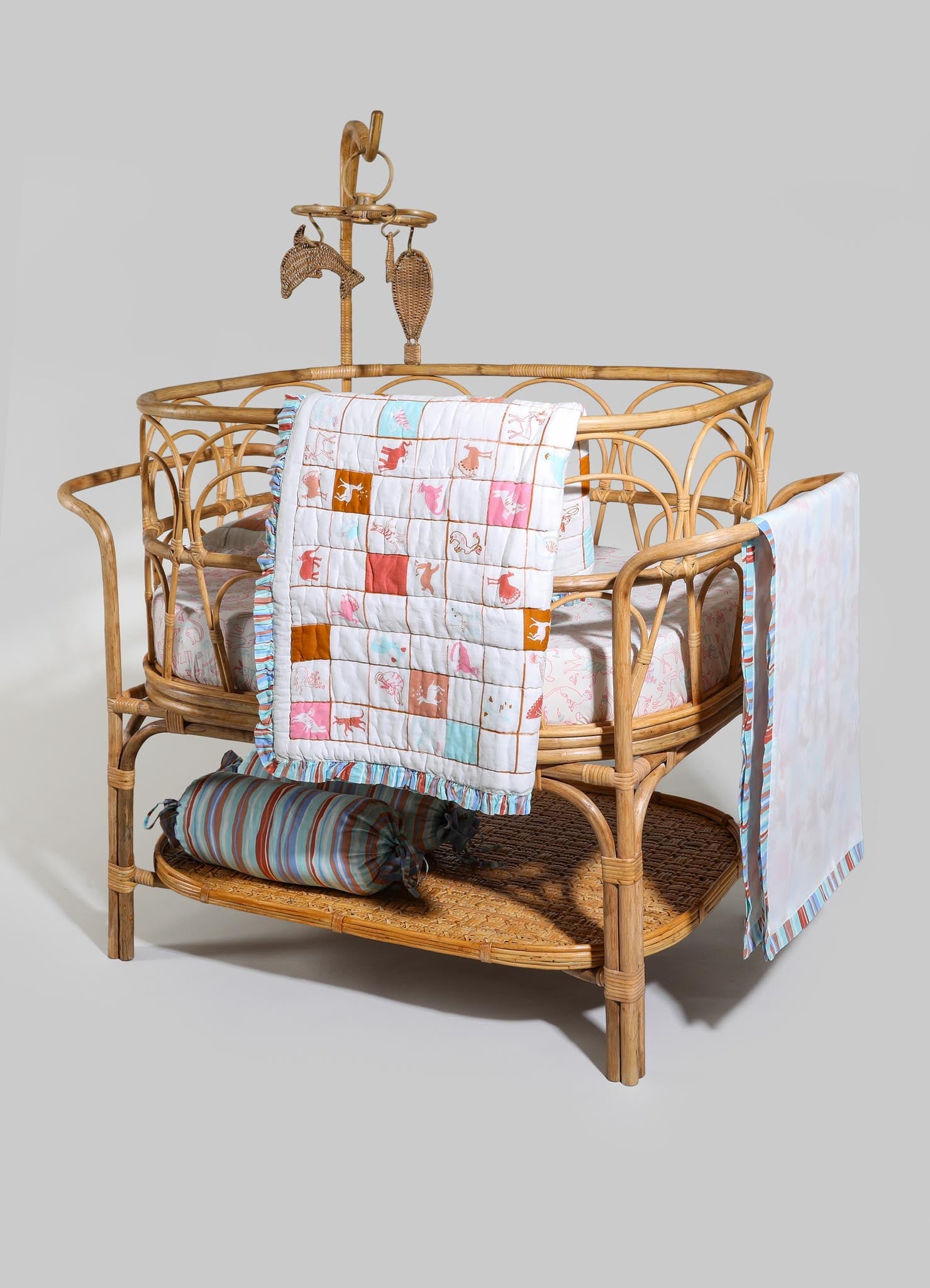 Juego de ropa de cama para bebé Safari Safari Aqua y Rosa