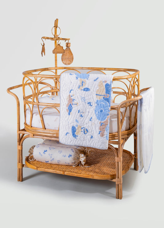 Juego de ropa de cama para bebé azul Elefante y Liebre
