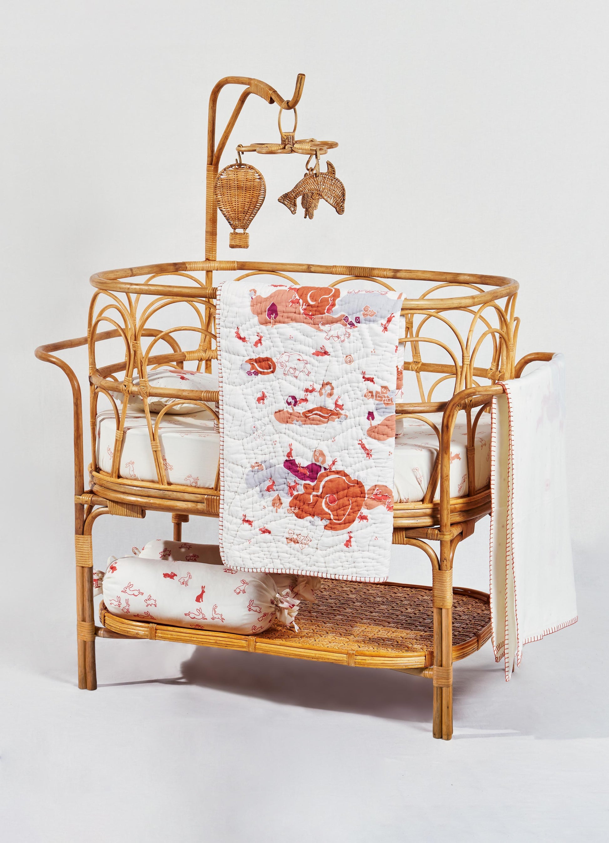 Juego de ropa de cama para bebé Coral Elefante y Liebre