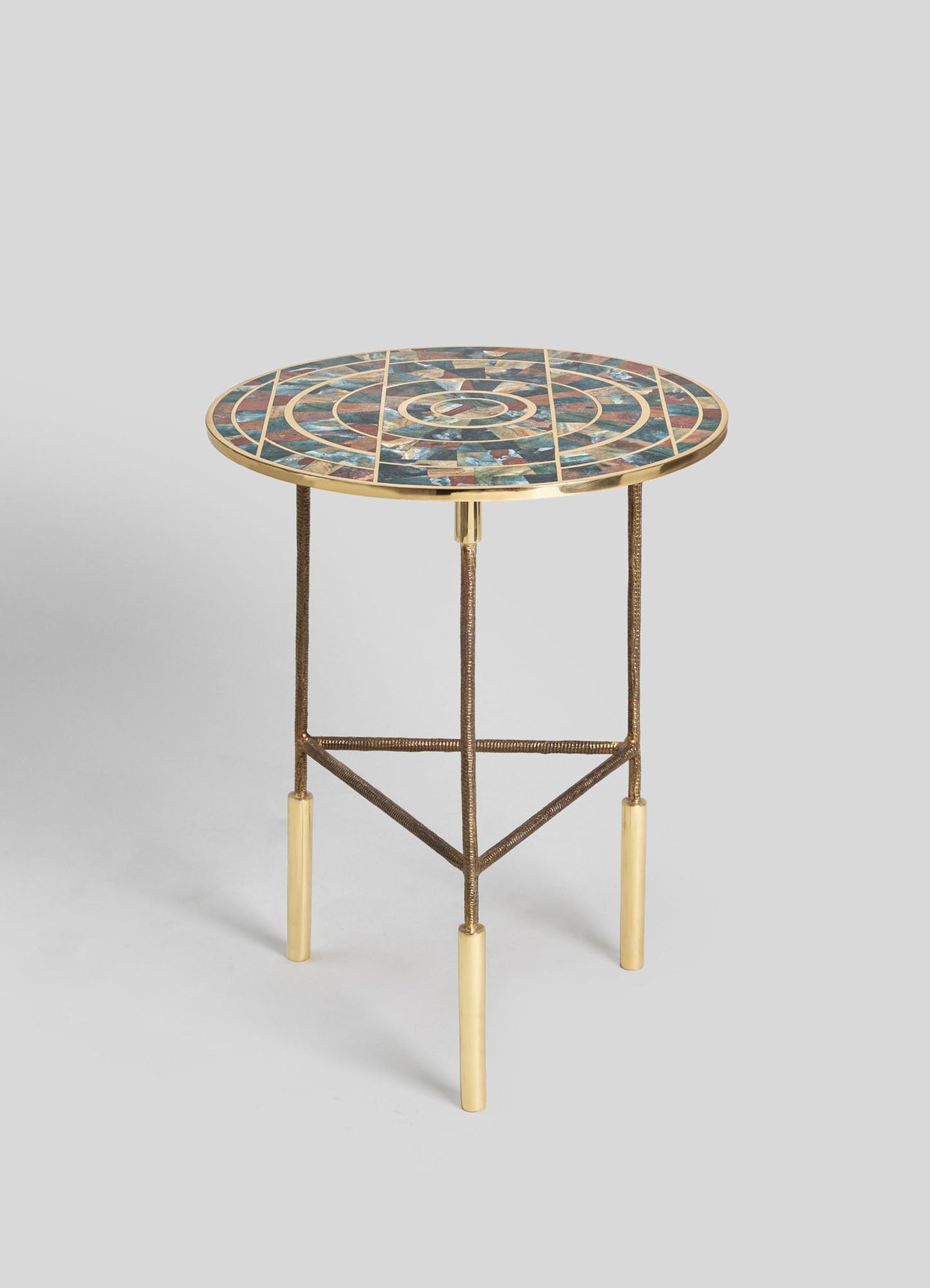 brass round side table