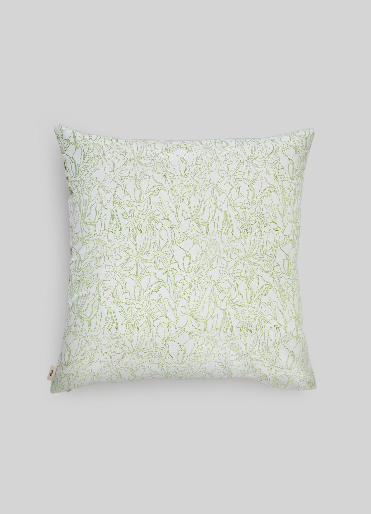 Decorative pillow with a subtle pattern on a light gray background luxury cushion covers viya green