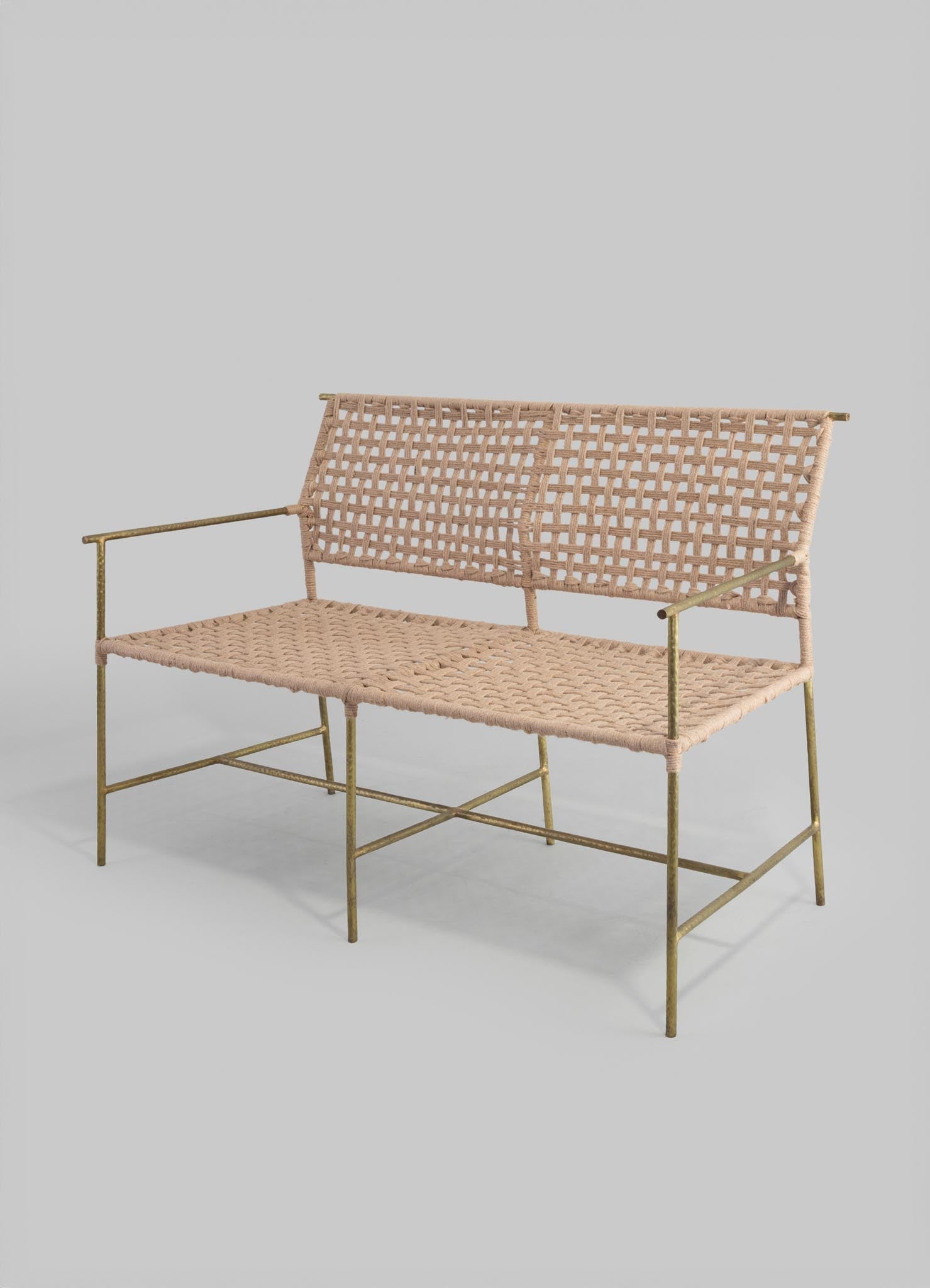 brass jute bench