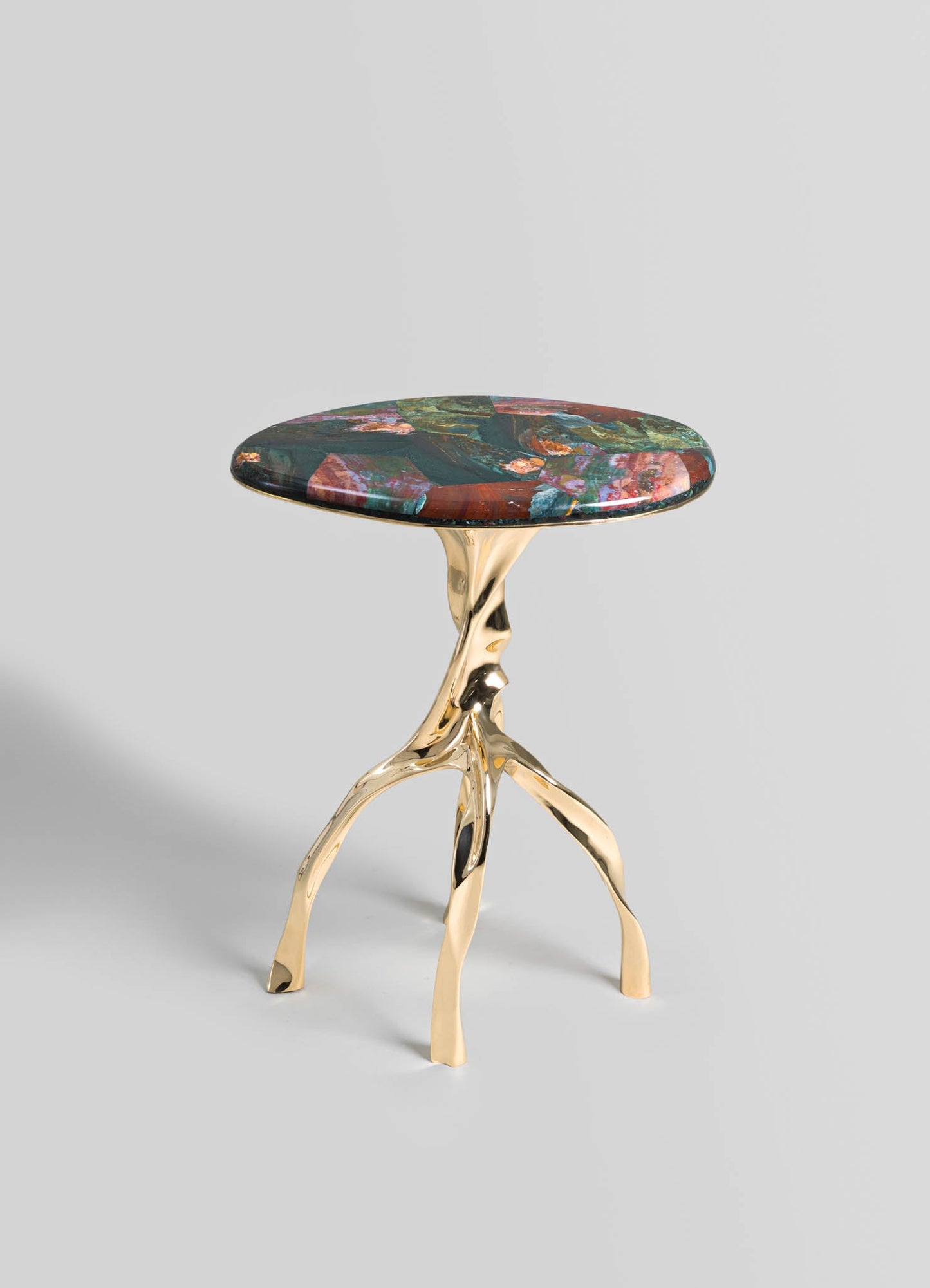 brass side table with marble top