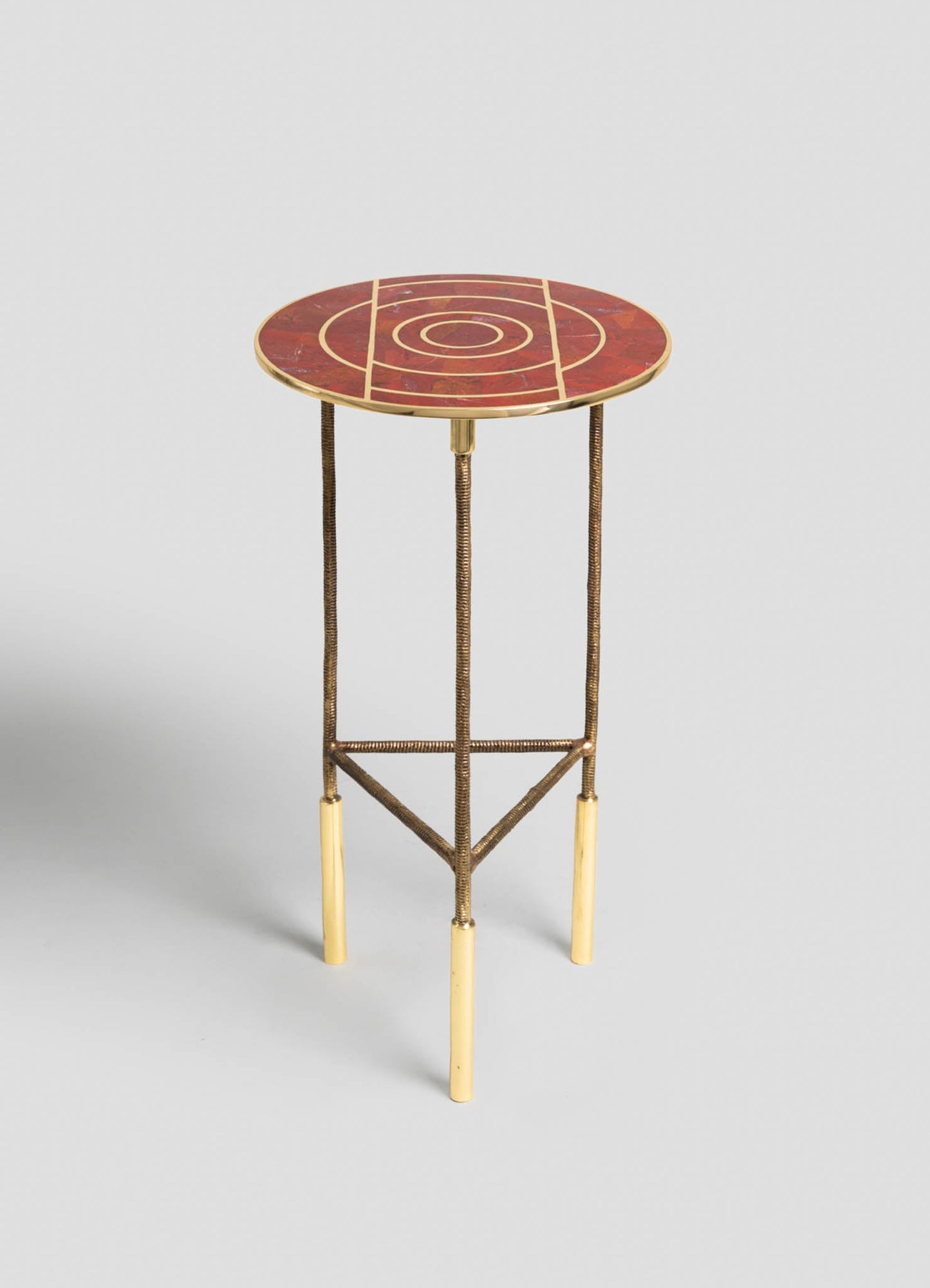 brass round side table