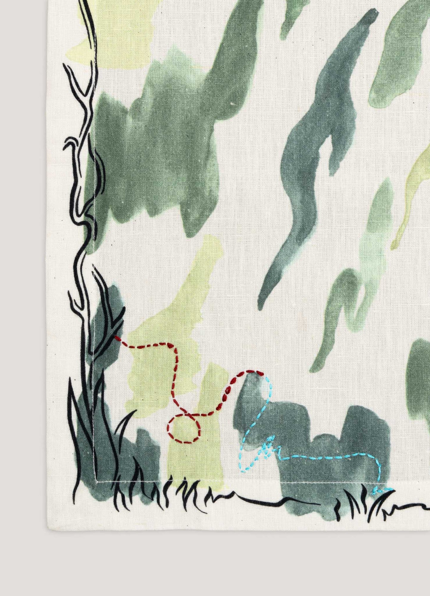 Taurus Printed & Hand Embroidered Green Placemat