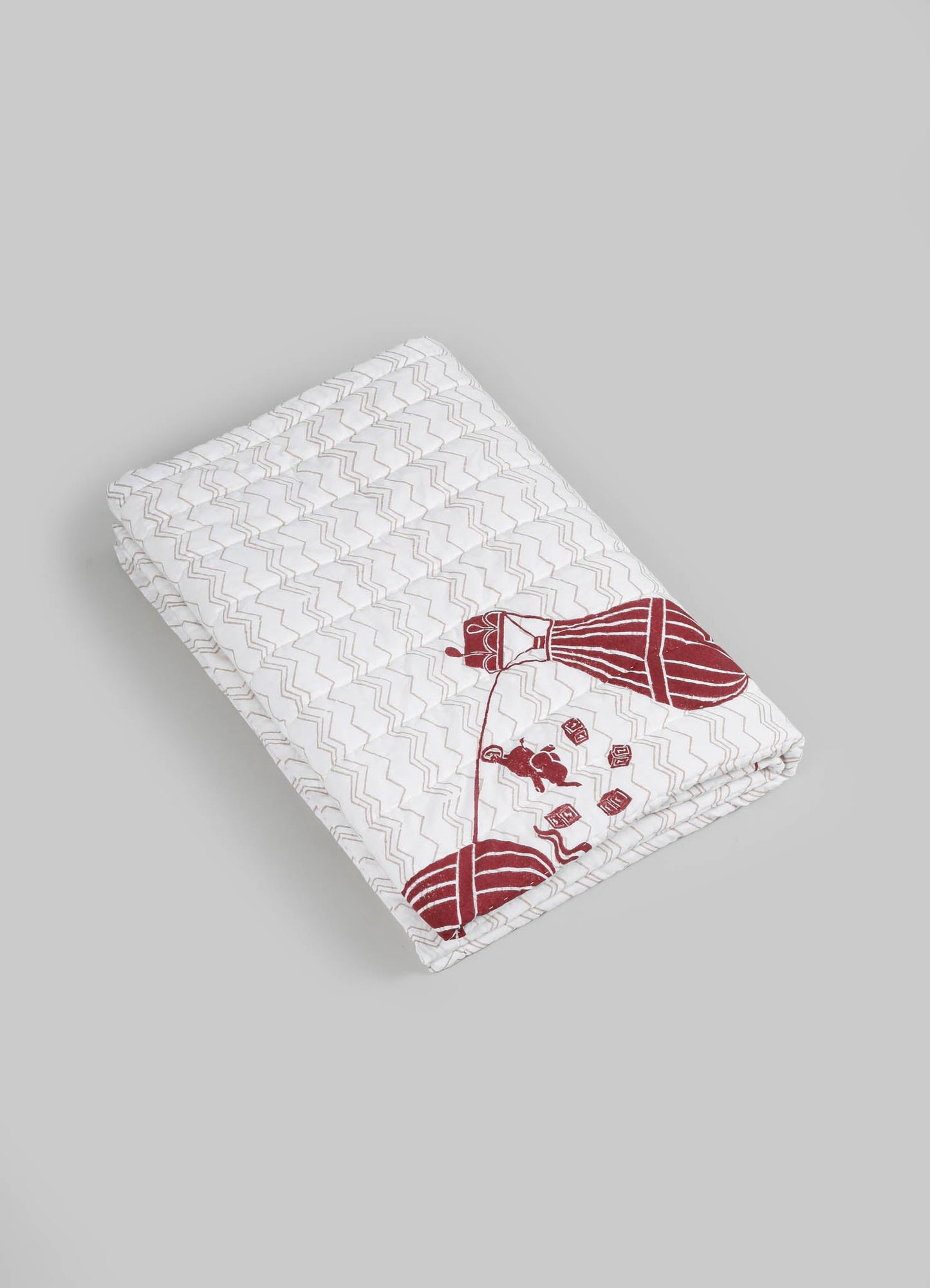 Colcha para bebé Mela roja y beige