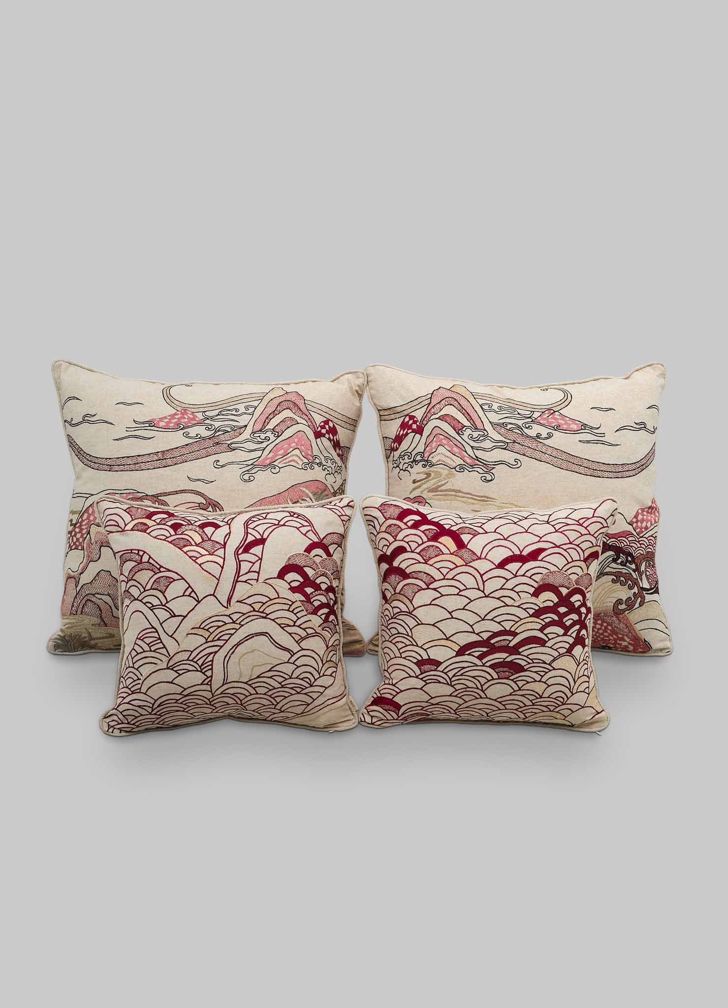luxury pillow covers embroidered red