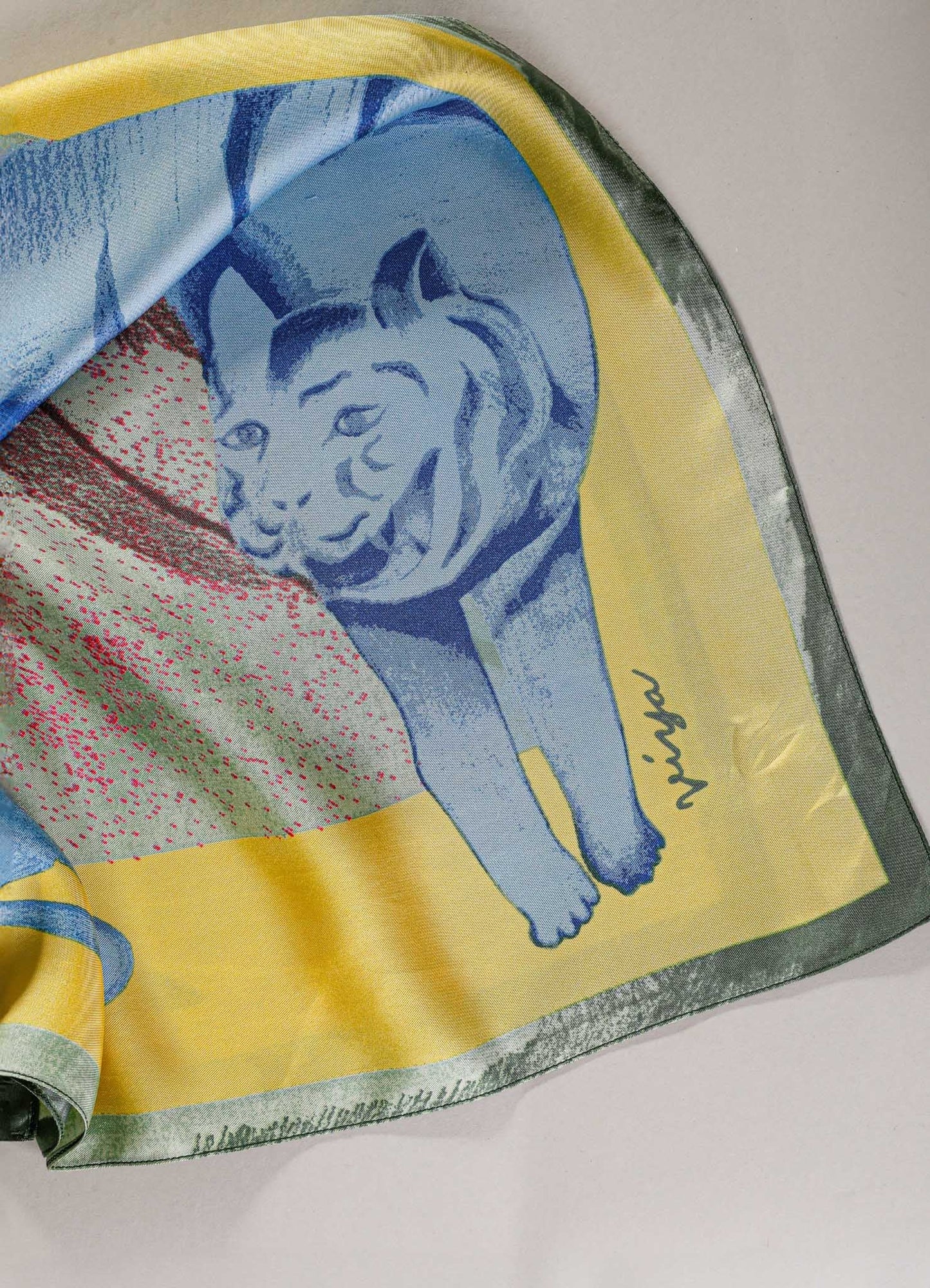 Menagerie Lime & Blue Silk Scarf