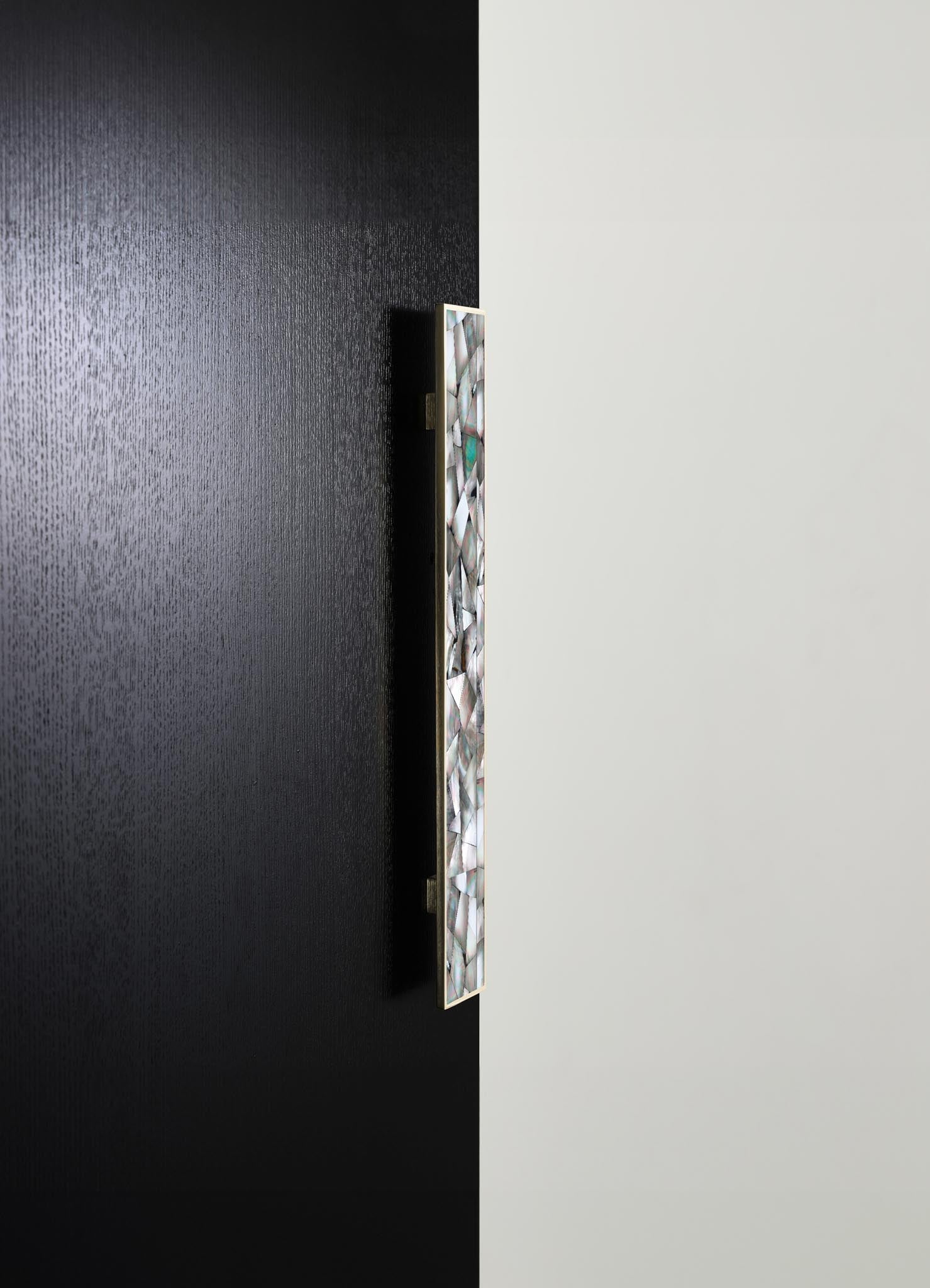 stone inlay brass door handles