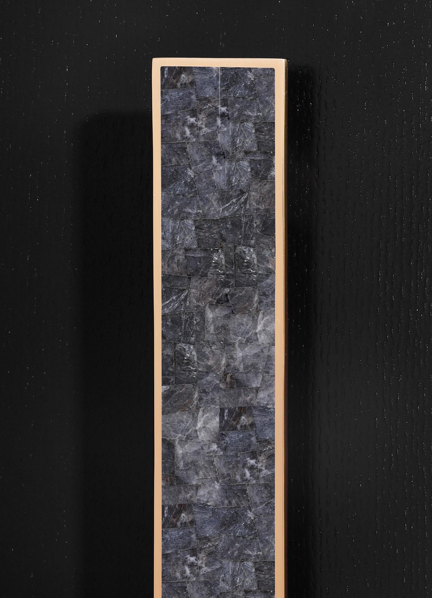 stone inlay brass door handle