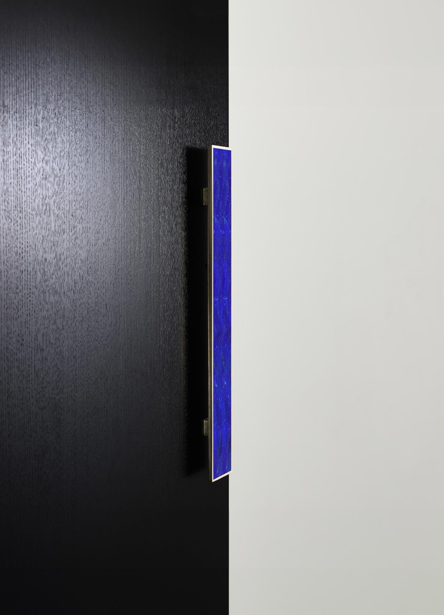stone inlay brass door handle