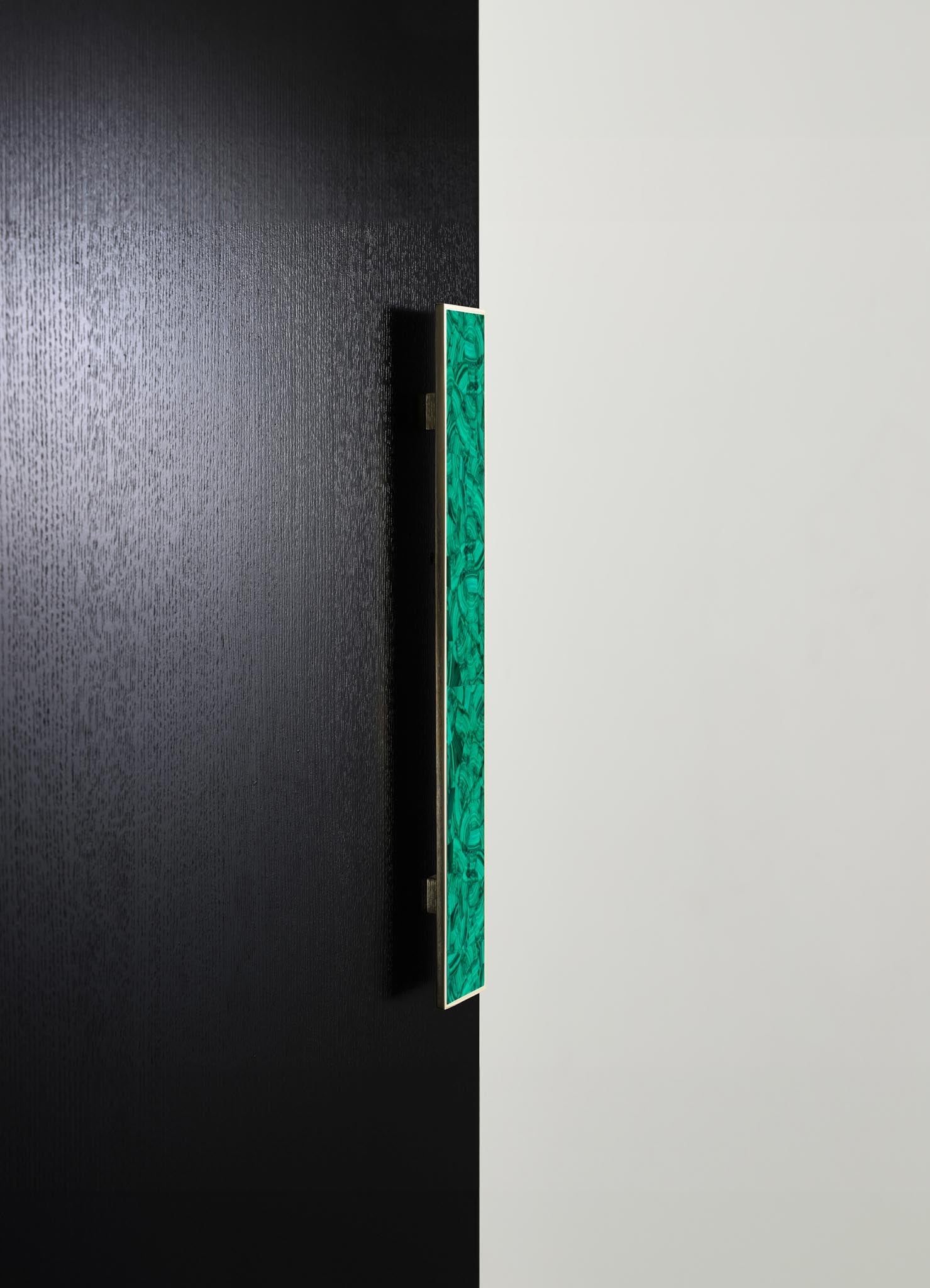 stone inlay brass door handle