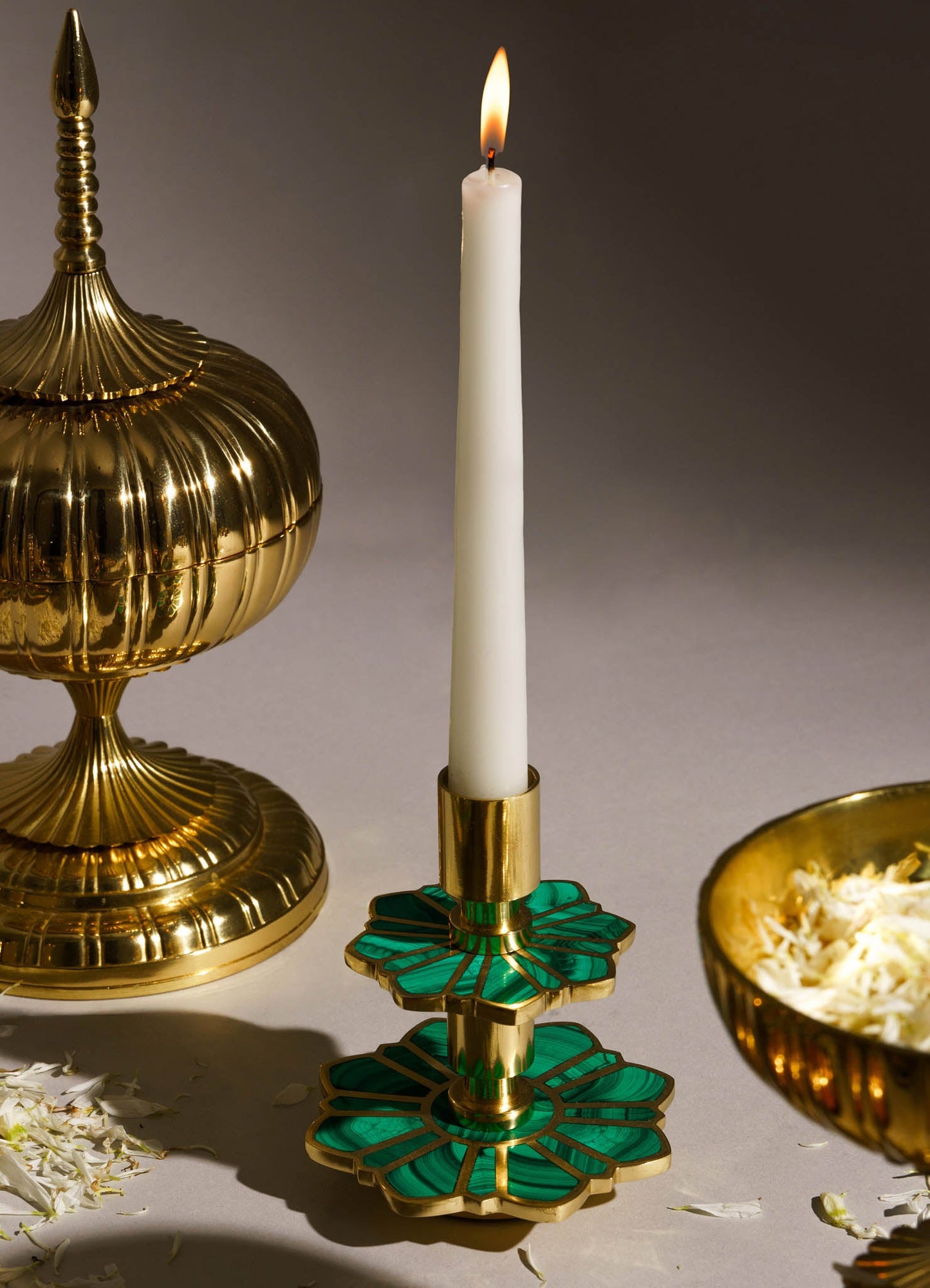 Soporte para vela grande de jazmín nocturno verde