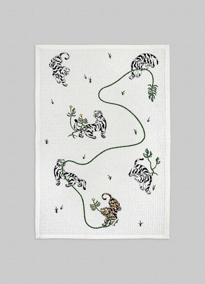 Lounging Tiger Hand Towels - Set of 2