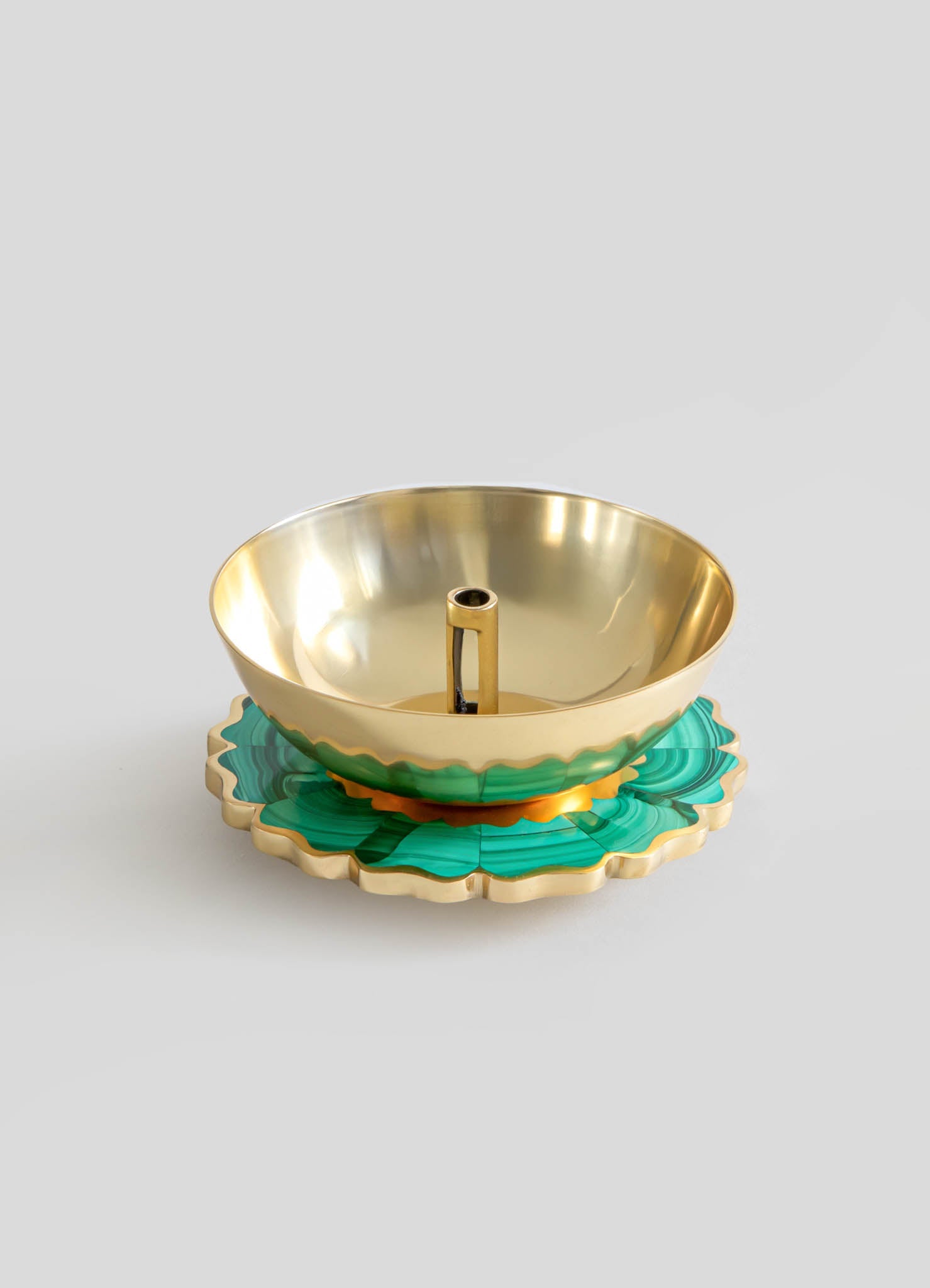 akhand diya brass green viya