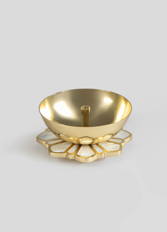 luxury akhand diya brass white