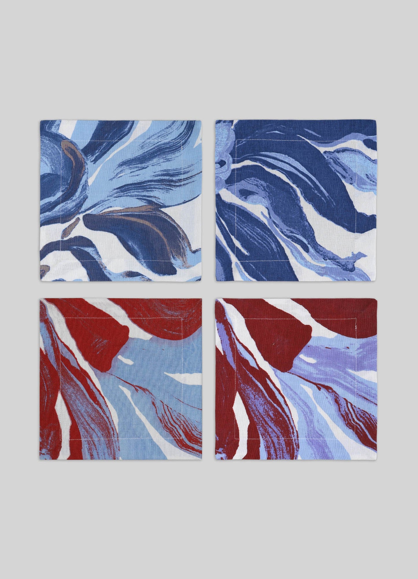 Lotus Red Cocktail Napkins - Set of 4