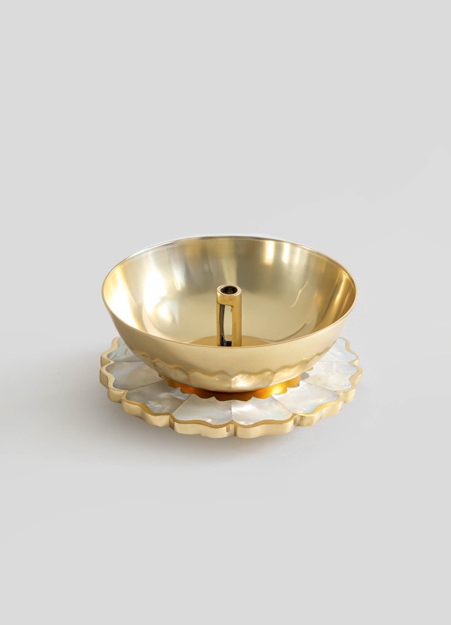 akhand diya brass white viya