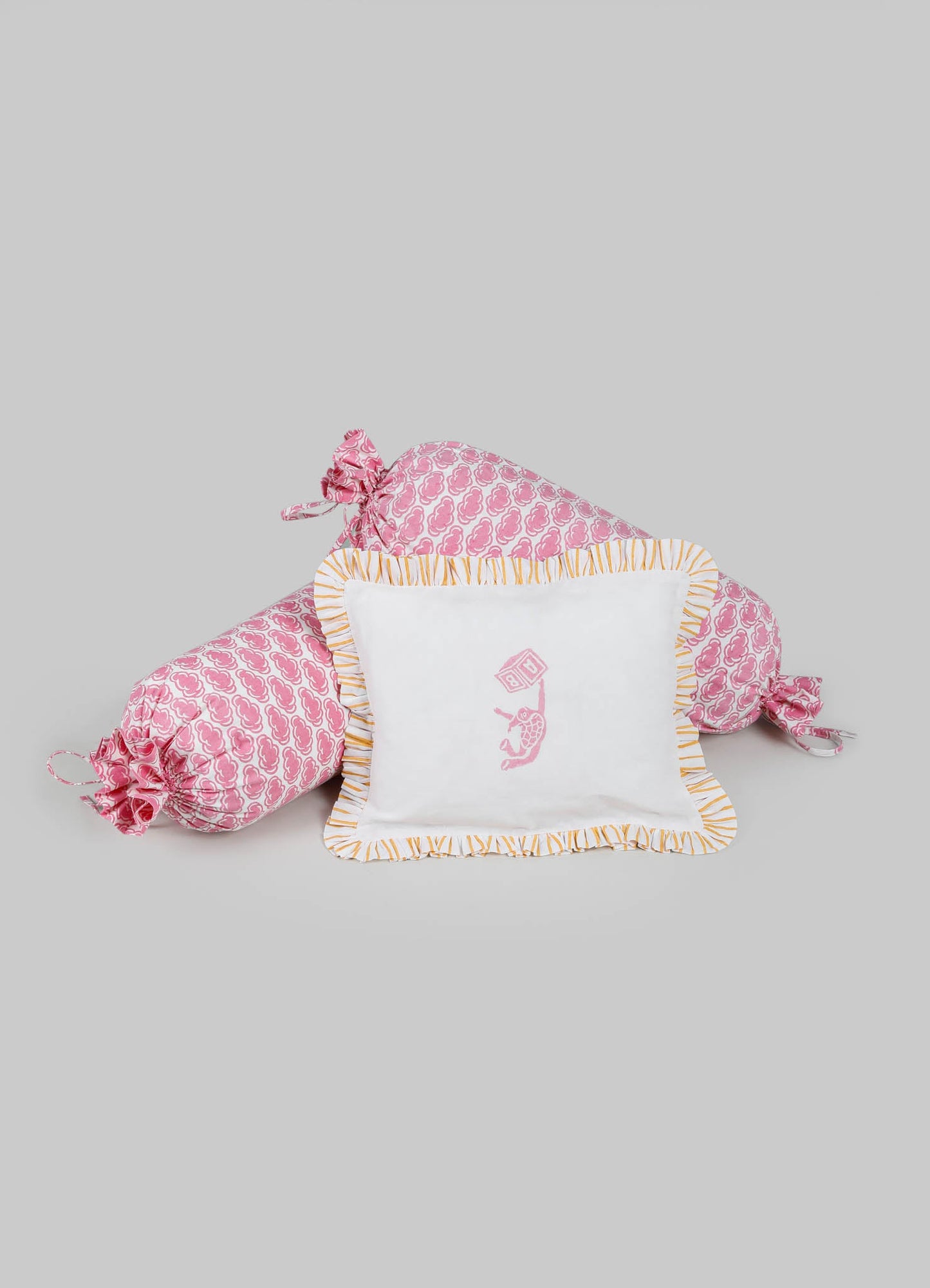 Cuscino e Sostegni per Bambini Mela Rosa & Arancione - Set da 3