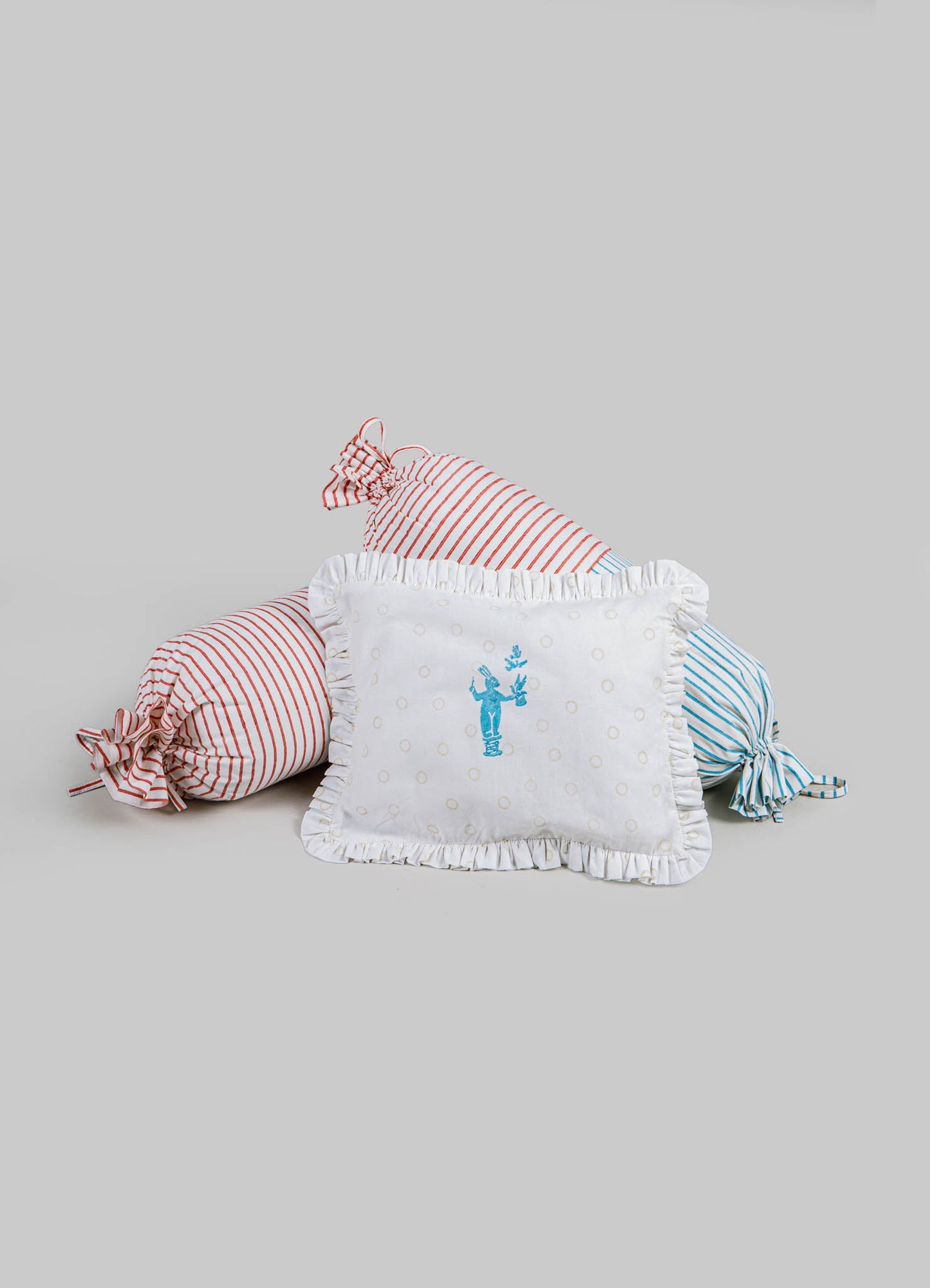 Cuscino e supporti per bambini Mela Blu & Rosso - Set da 3