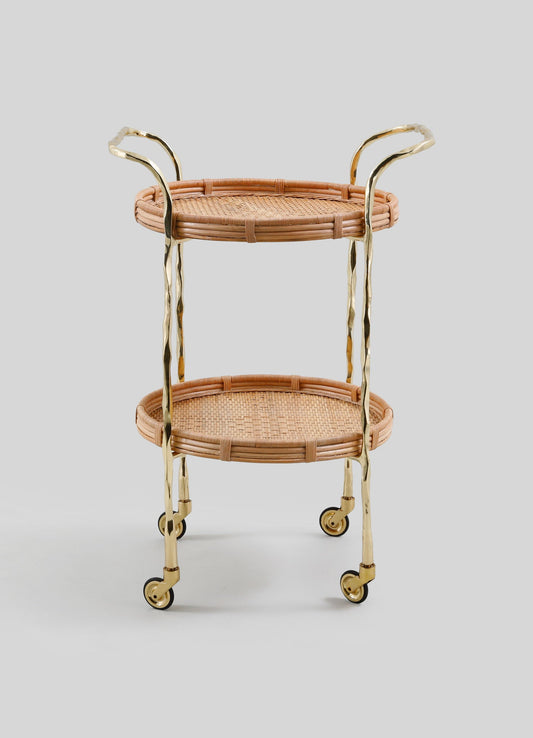 Assam Brass & Cane Trolley