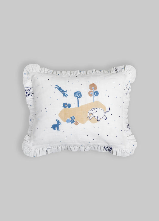 Elephant & Hare Blue Pillow