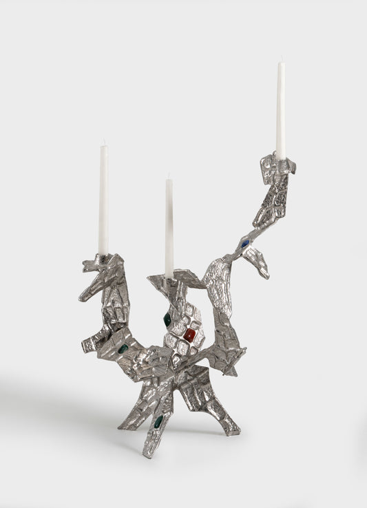 Tutti Frutti Nickel Candelabra
