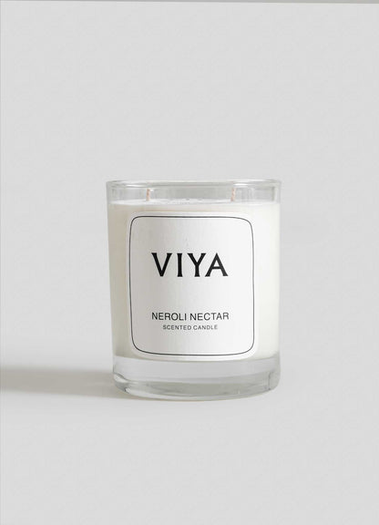 VIYA Neroli Nectar scented candle on a white background viya luxury wax candle