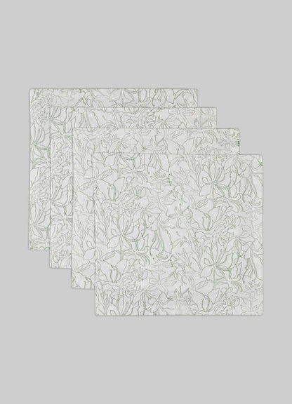 Spring Bouquet Green Napkins - Set of 4