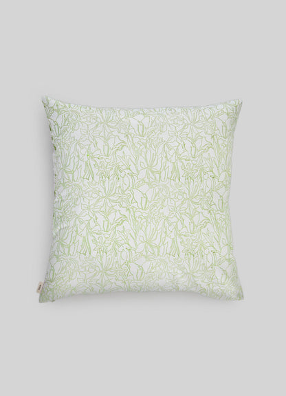 Decorative pillow with a subtle pattern on a light gray background luxury cushion covers viya green