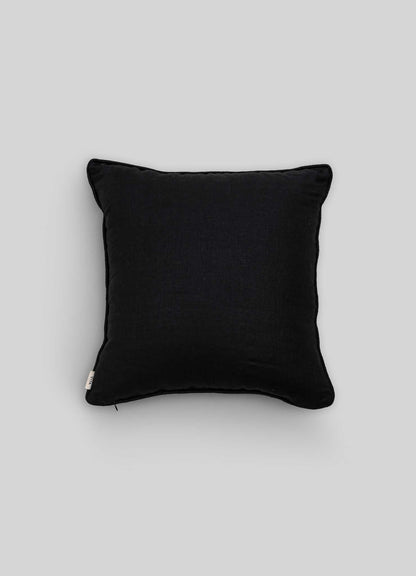 Fodera per Cuscino in Lino Ricamato Nero e Oro Dreamscape 18"x18"