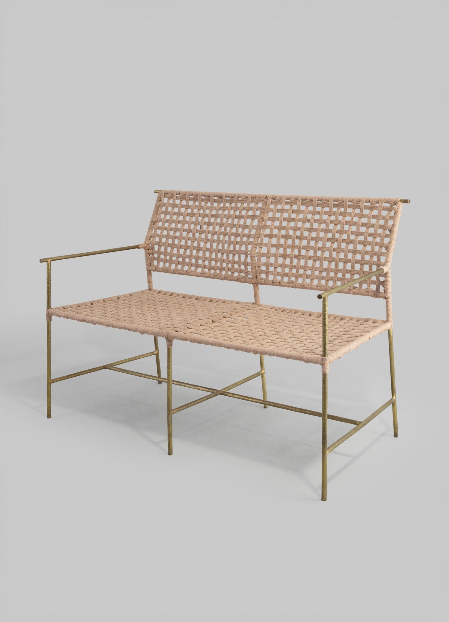 brass jute bench