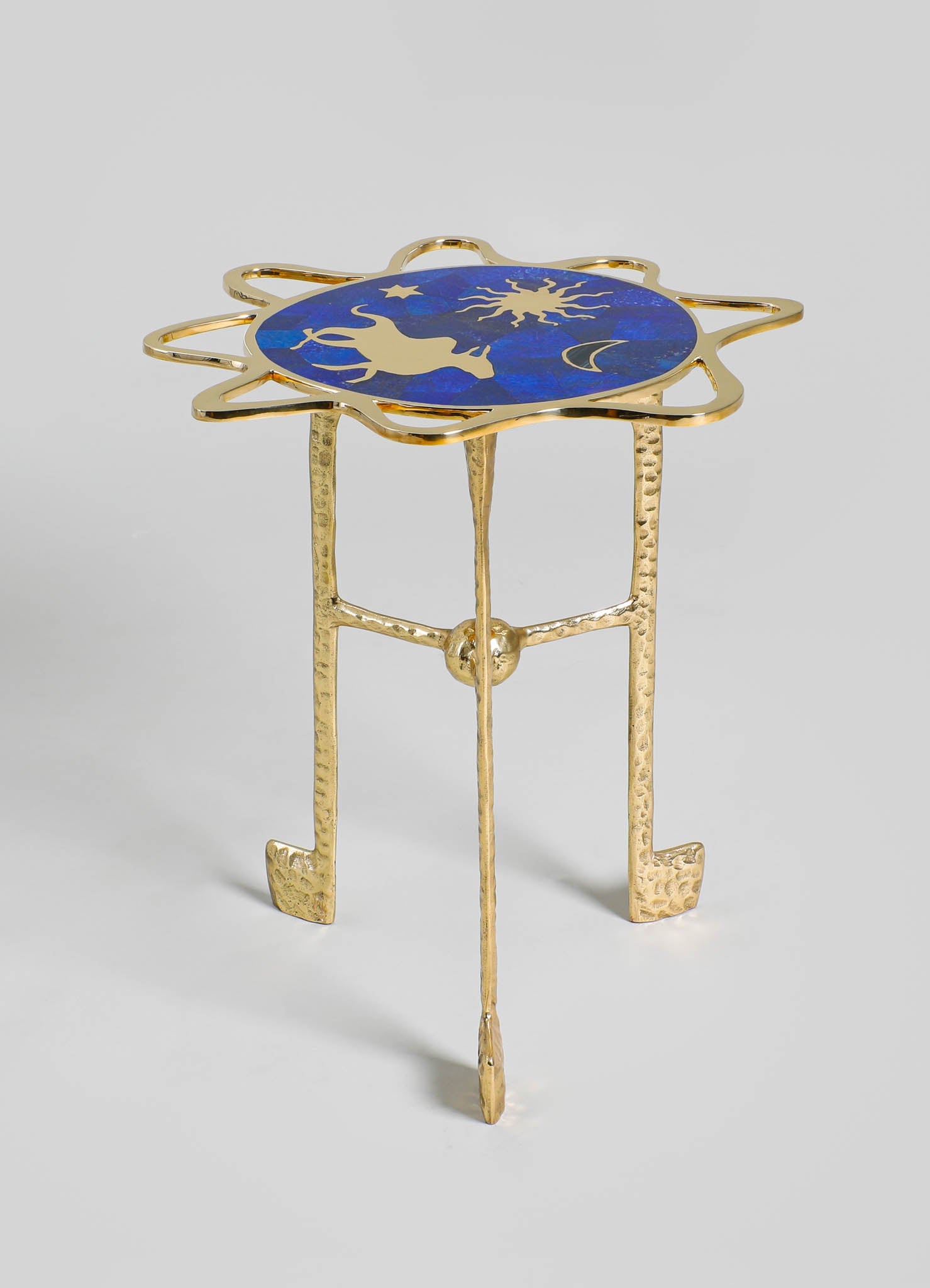 brass round side table