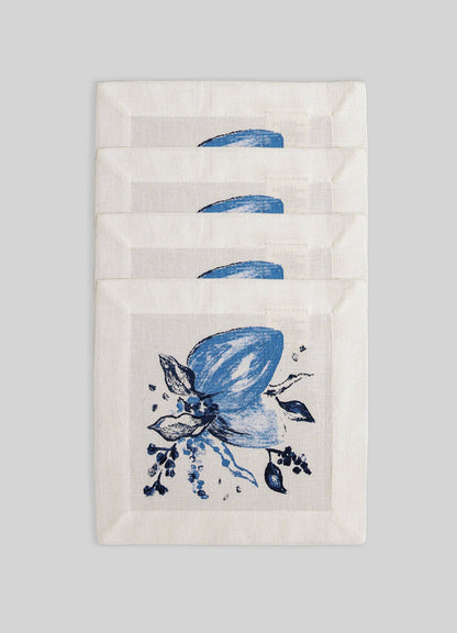 Orchard Blue Cocktail Napkins - Set of 4