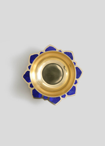 traditional brass bowl large blue