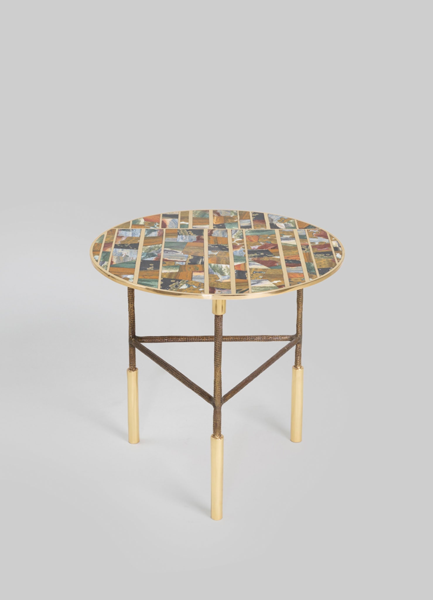 brass round side table