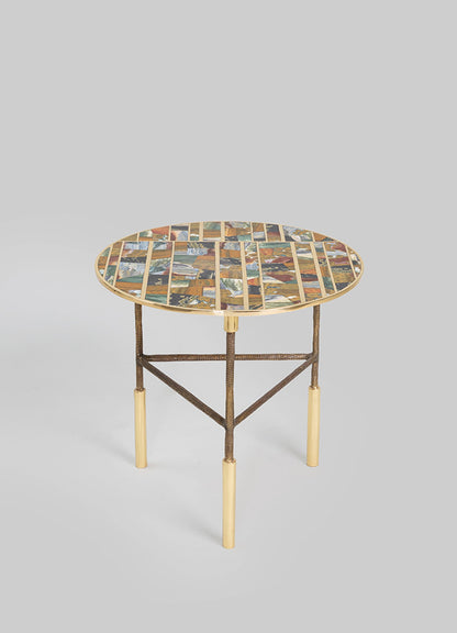 brass round side table