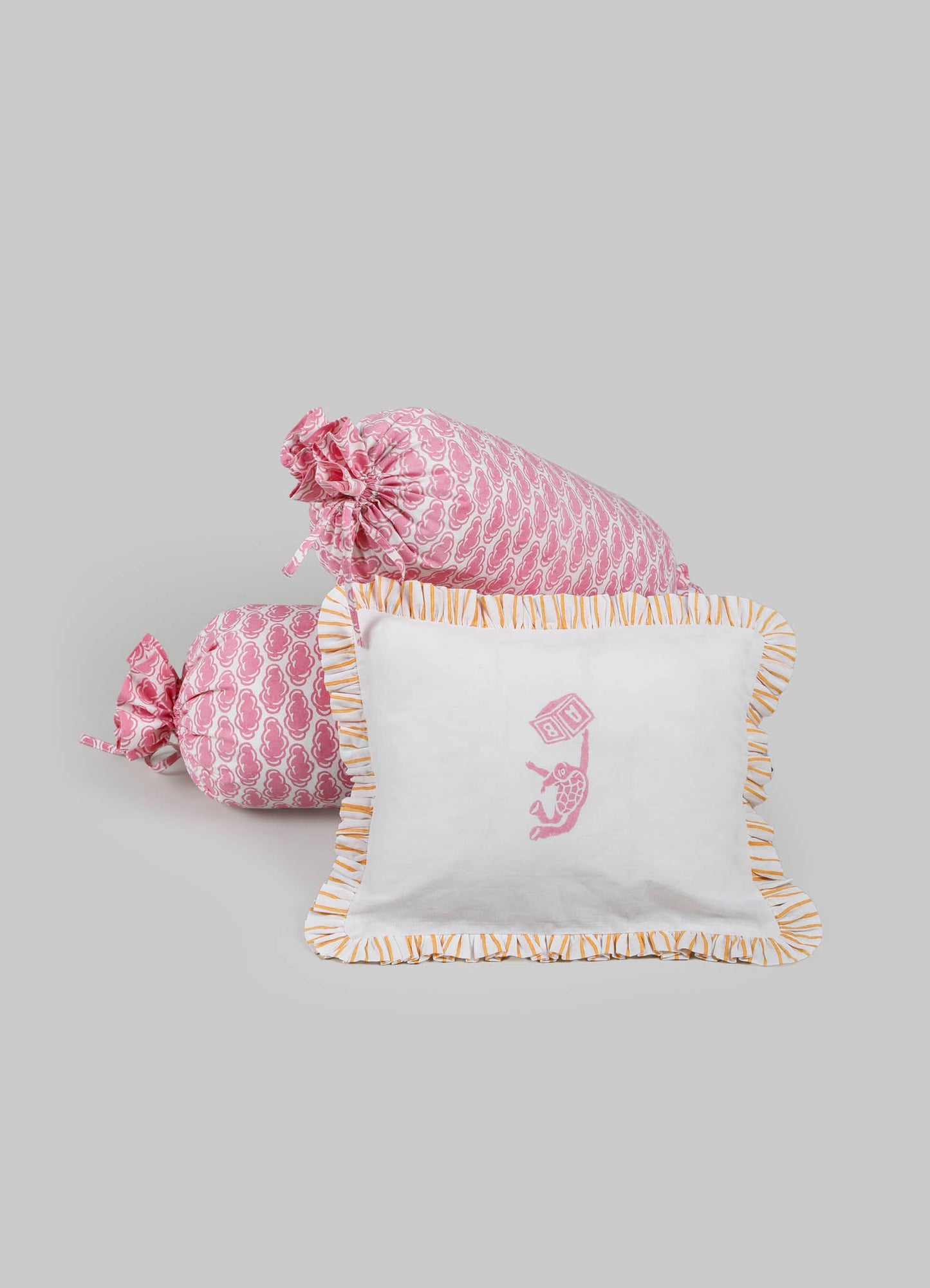 Cuscino e Sostegni per Bambini Mela Rosa & Arancione - Set da 3