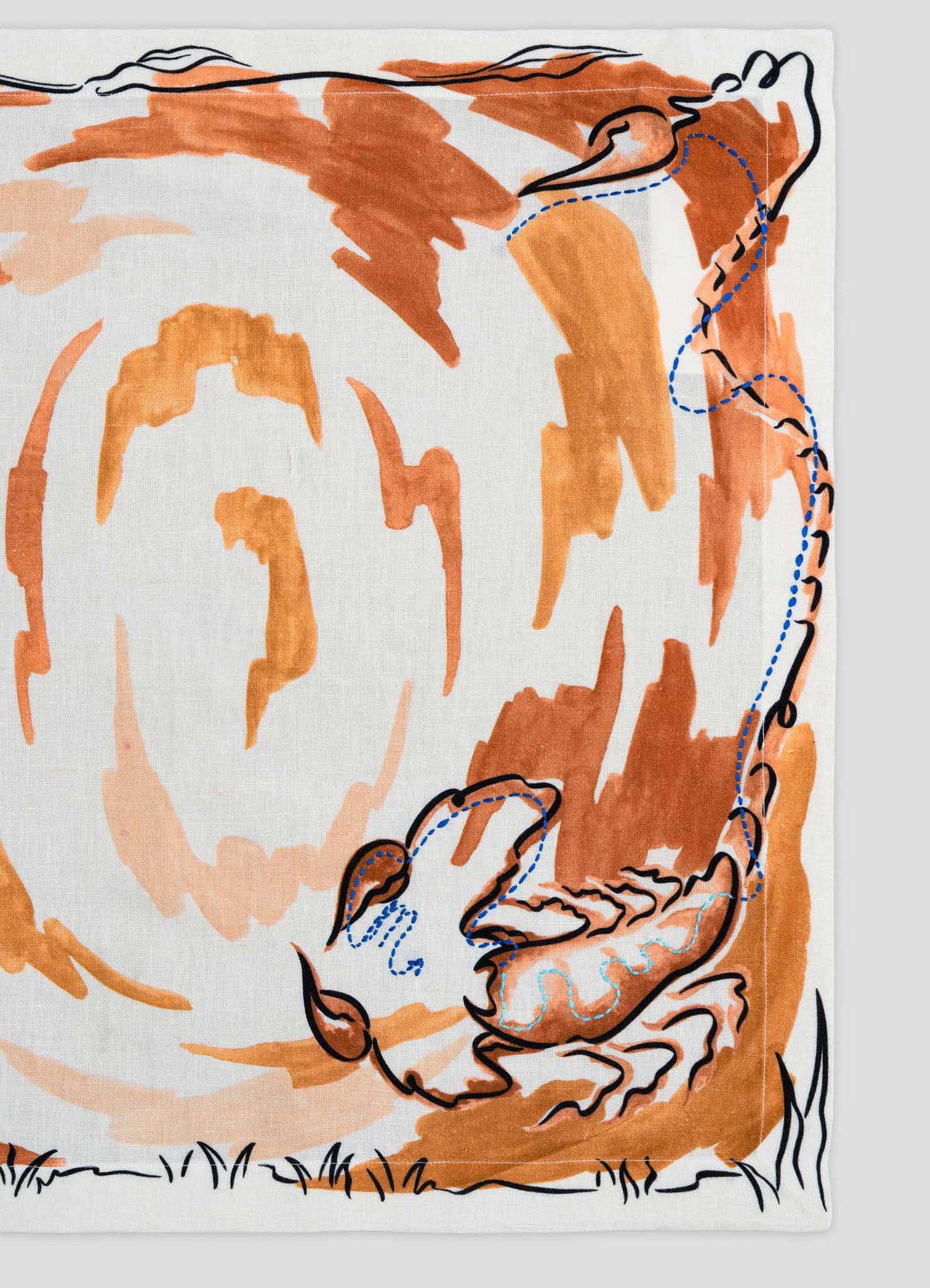 Scorpio Printed & Hand Embroidered Orange Napkin