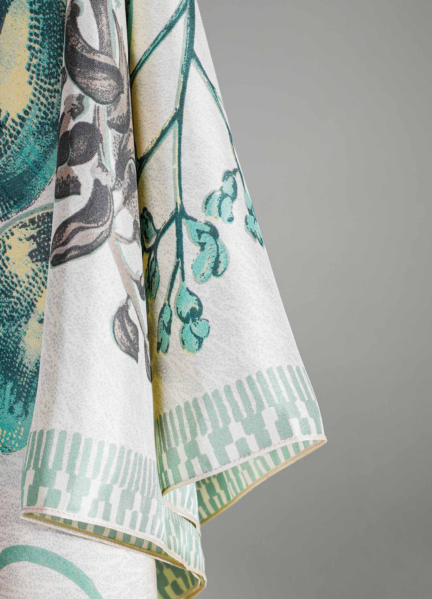 Floral Astra Ecru Silk Scarf