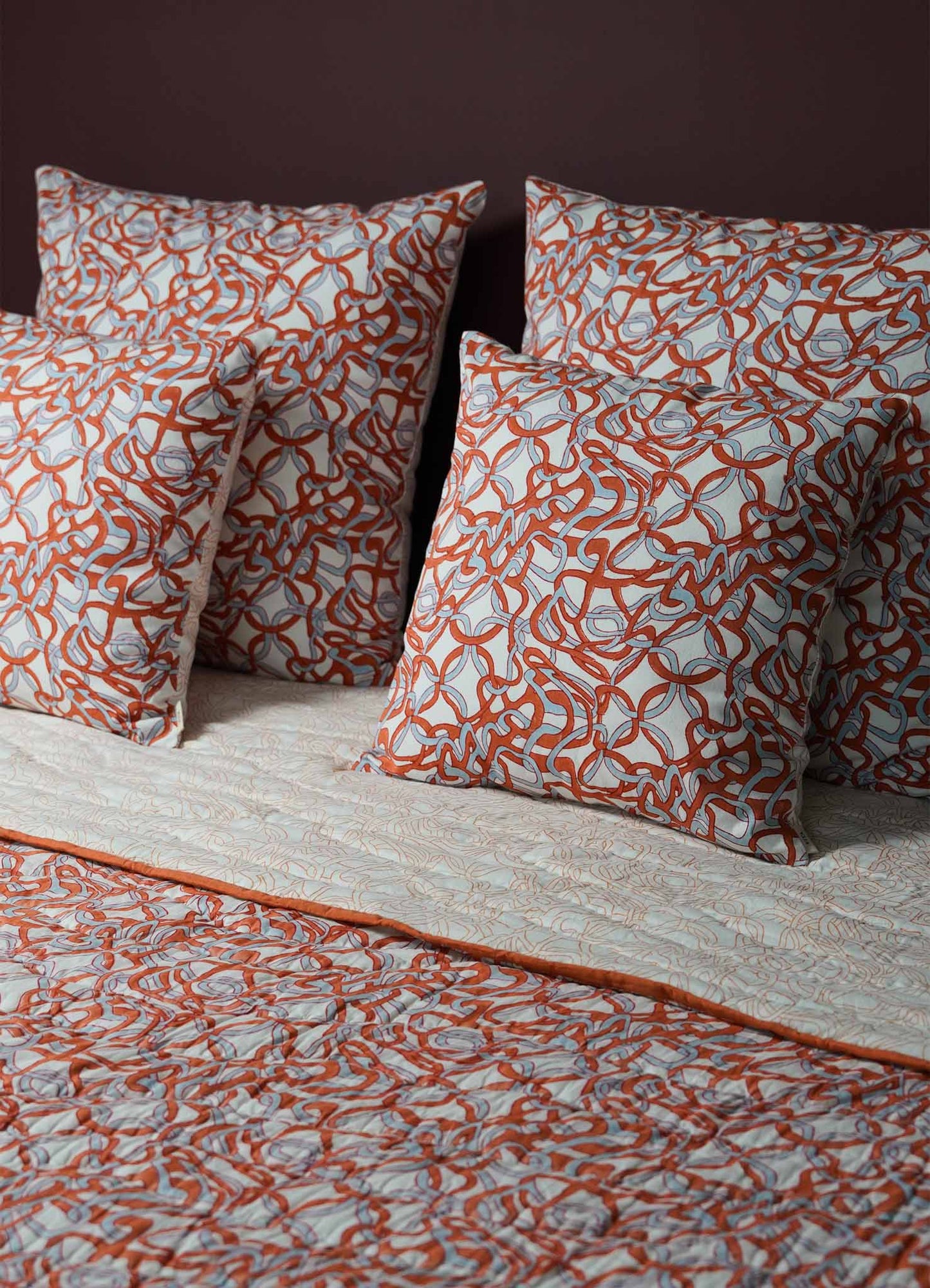luxury pillow covers viya 24x24 orange blue