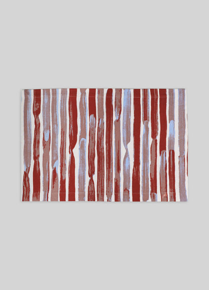 Sets de table à rayures rouges Blossom - Lot de 4