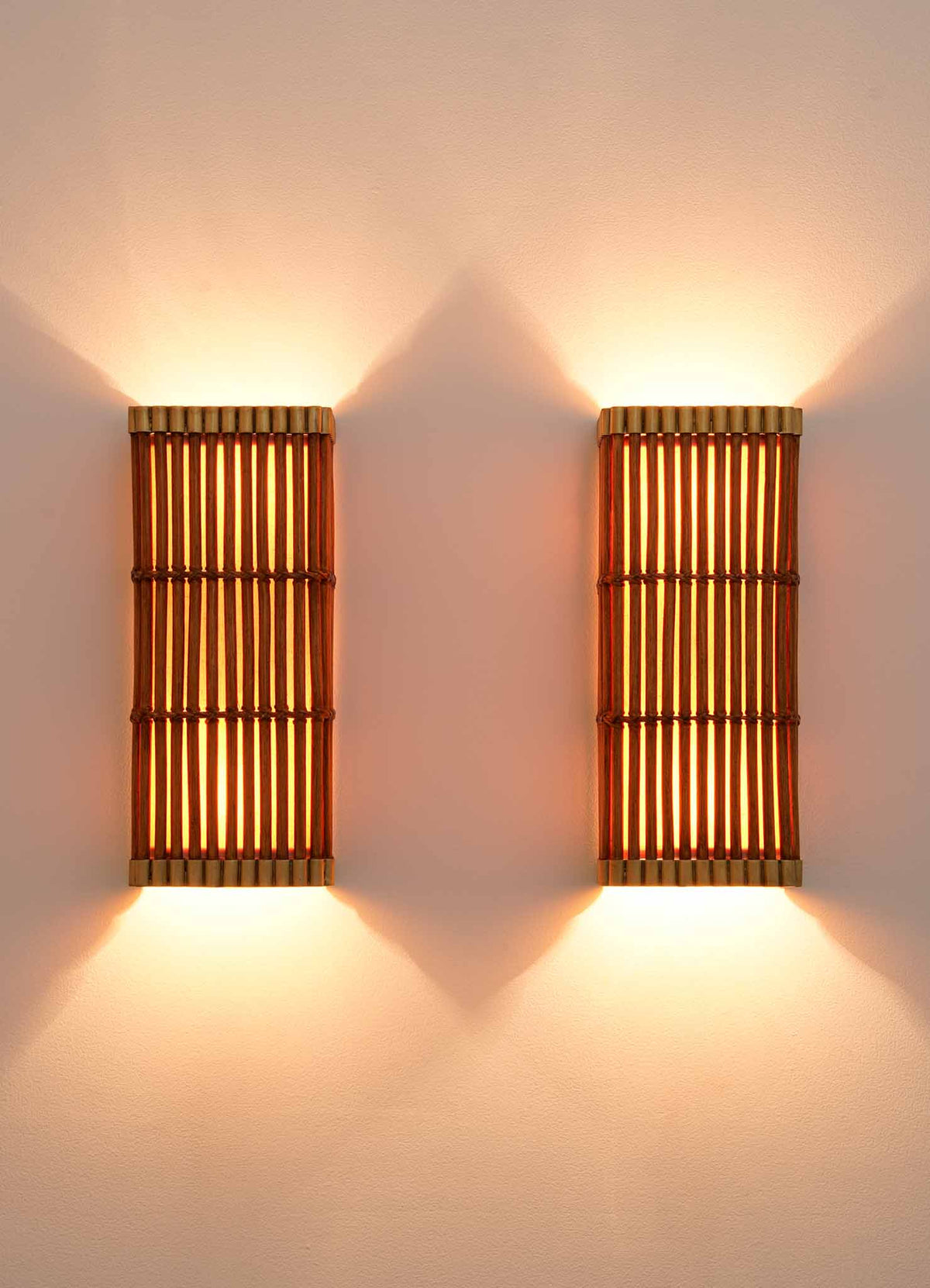 Cane and Brass Wall Sconce
