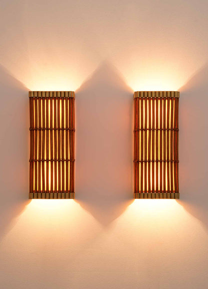 Cane and Brass Wall Sconce