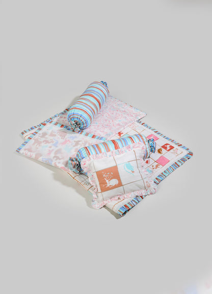 Juego de ropa de cama para bebé Safari Safari Aqua y Rosa