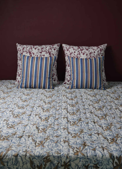luxury bed quilts viya spring bouquet blue and maroon