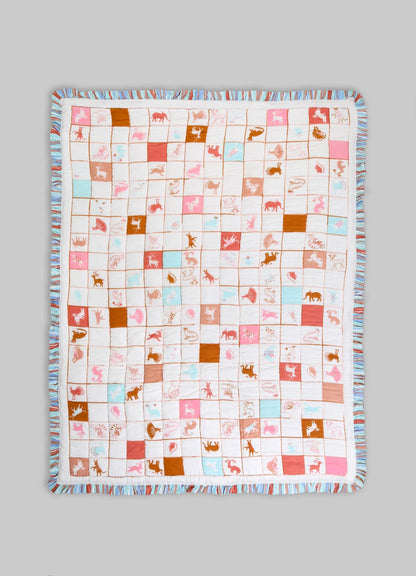 Juego de ropa de cama para bebé Safari Safari Aqua y Rosa