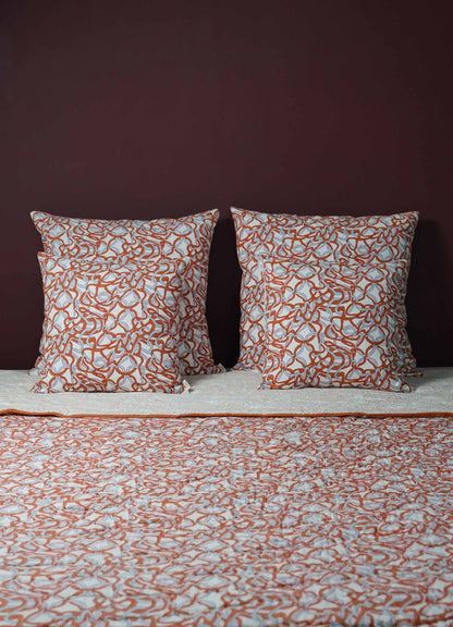 luxury quilt viya paigah king size orange and blue